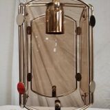 Suspension in gold metal and smoked glass