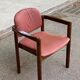 Scandinavian curved walnut and fabric office chair