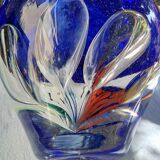 Vase  en verre pièce unique, signé Jean-Claude Novaro Maître verrier Biot.