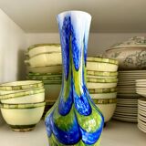 Blue and green glass paste vase