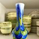 Vase en pâte de verre bleue et verte