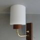 Scandinavian wall lamp in teak and opaline, 1970s