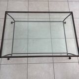 Glass and wrought iron coffee table