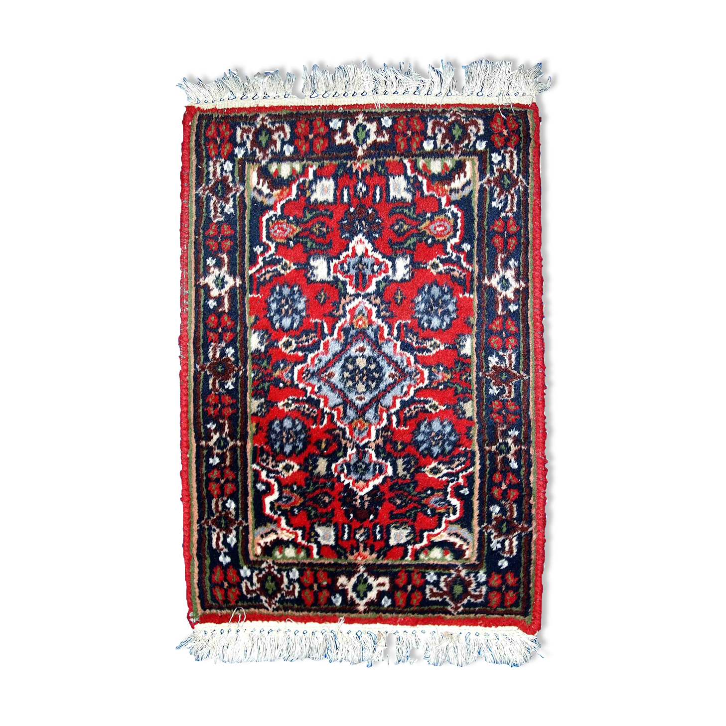 Vintage persian malayer handmade carpet 40cm x 58cm 1970s, 1c751