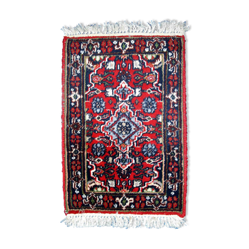 Vintage persian malayer handmade carpet 40cm x 58cm 1970s, 1c751