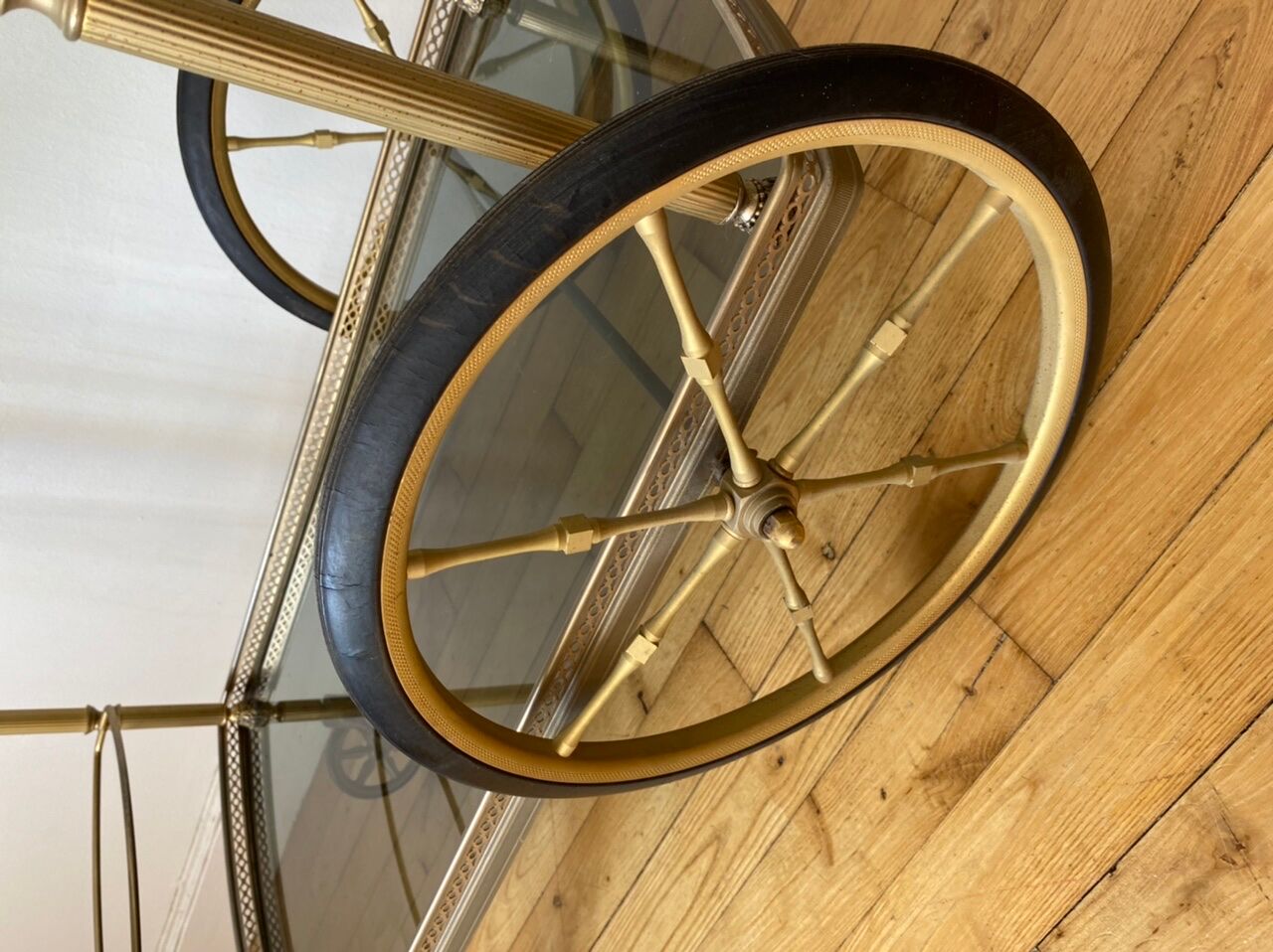 Rolling service gilded brass