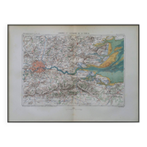 Carte ancienne Londres et la Tamise - 1879 | Décoration murale vintage