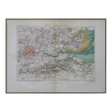 Old map of London and the Thames - 1879 | Vintage wall decoration
