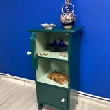Two-door green bedside table