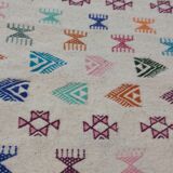 Handmade large multicolored white carpet 250x150cm