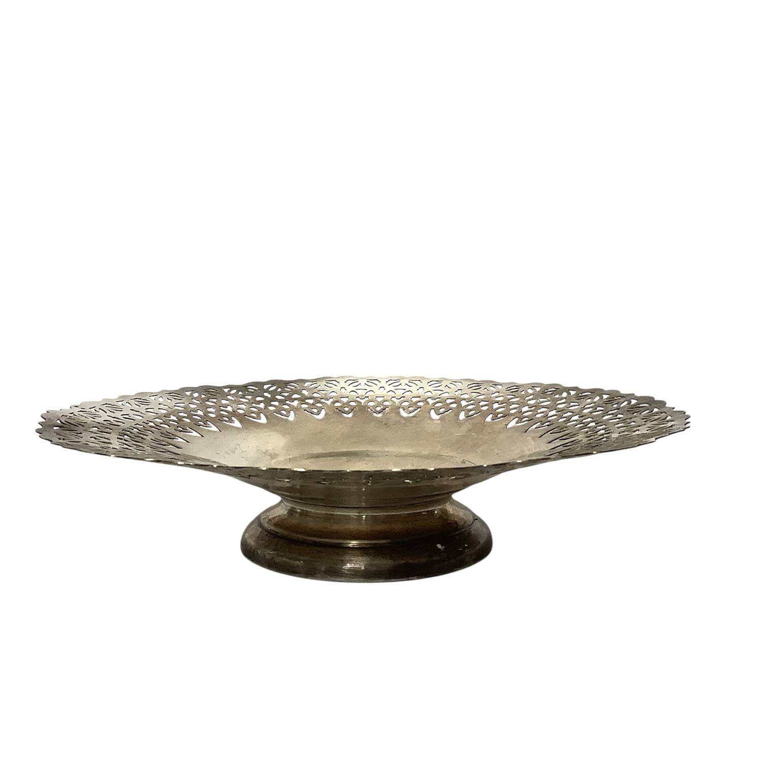 Grand compotier vintage ajouré en métal argenté – Élégance intemporelle