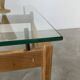 Table scandinave teck blond et verre 60