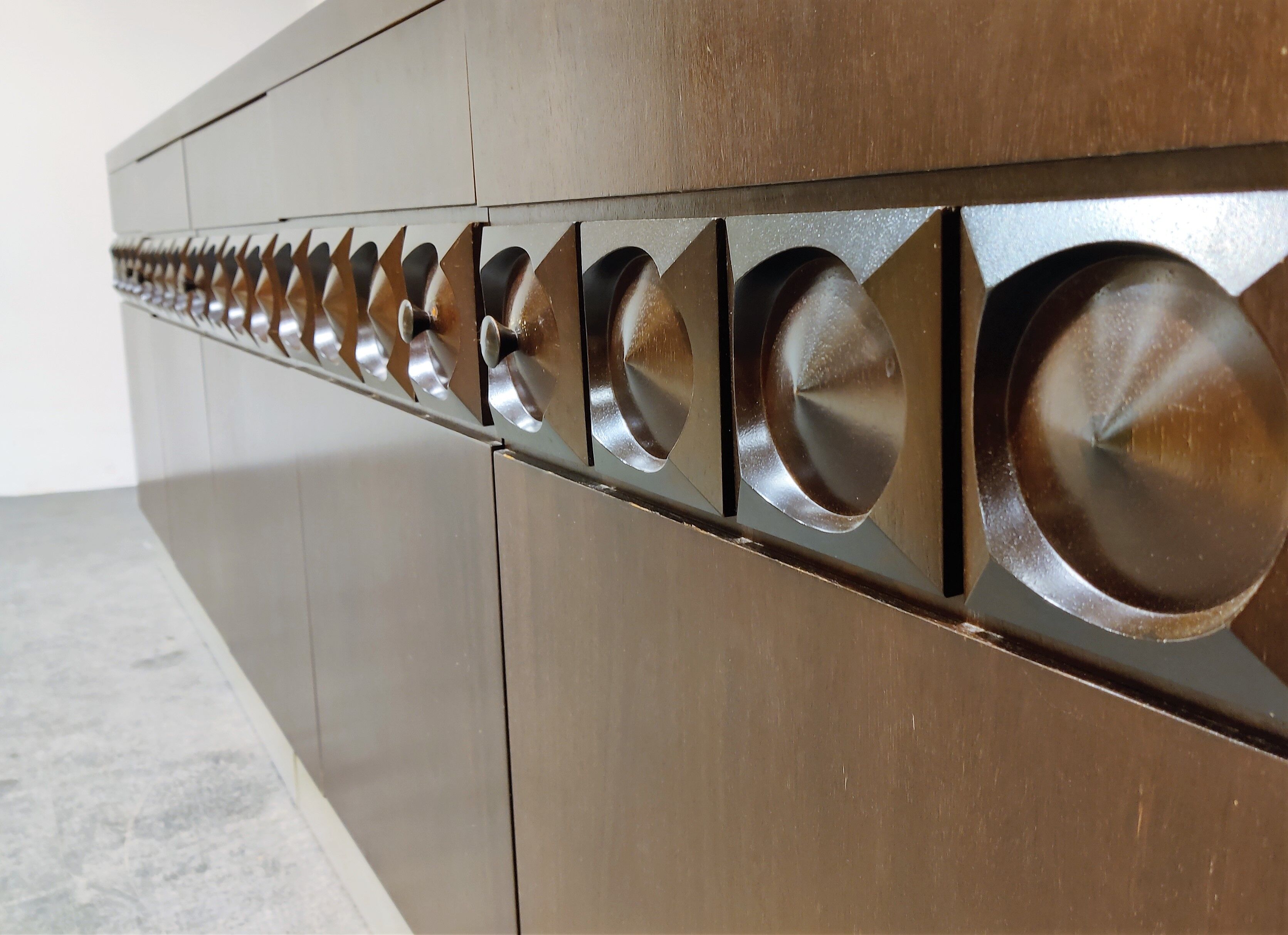 Graphical brutalist credenza, 1970s