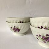 Series of 4 purple pattern Sarreguemines bowls