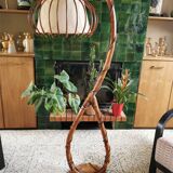 Lampadaire vintage en rotin Louis Sognot