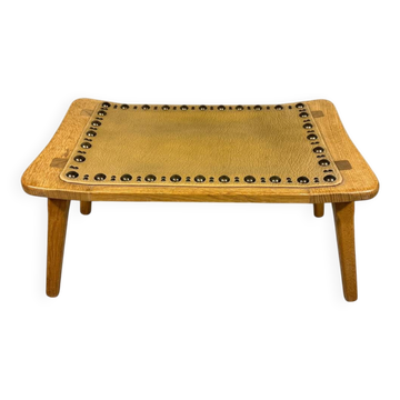 Tabouret en chêne blond spécial, petit banc des années 1960.