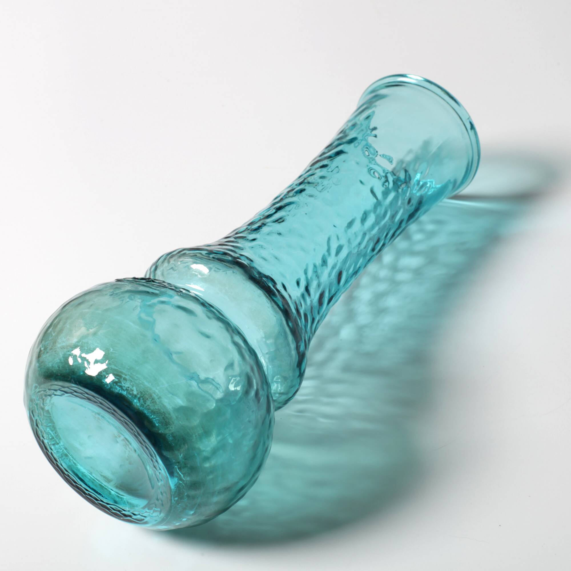 Turquoise Stylish Glass Flower Vase / Bibi / Italy / 1980s
