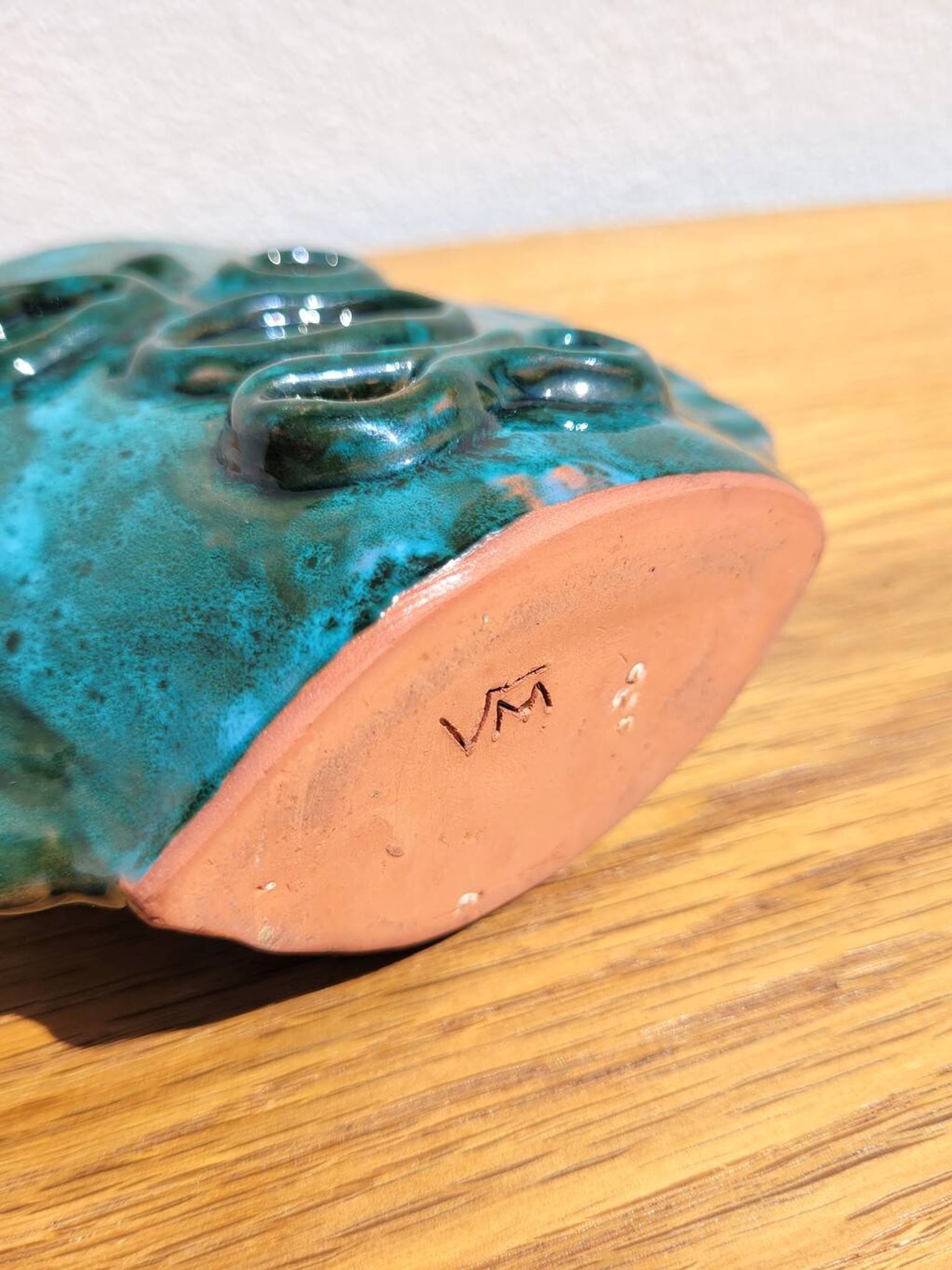 Turquoise glazed terracotta ceramic vase