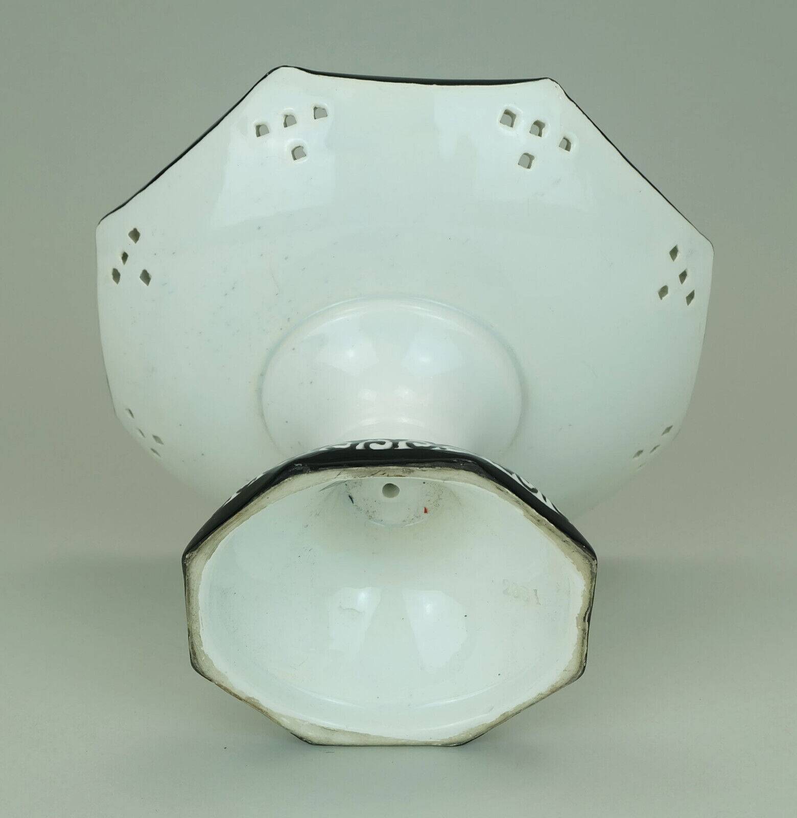 octagonal art deco BOWL footed bowl schramberg majolika 1920s hand-painted decor