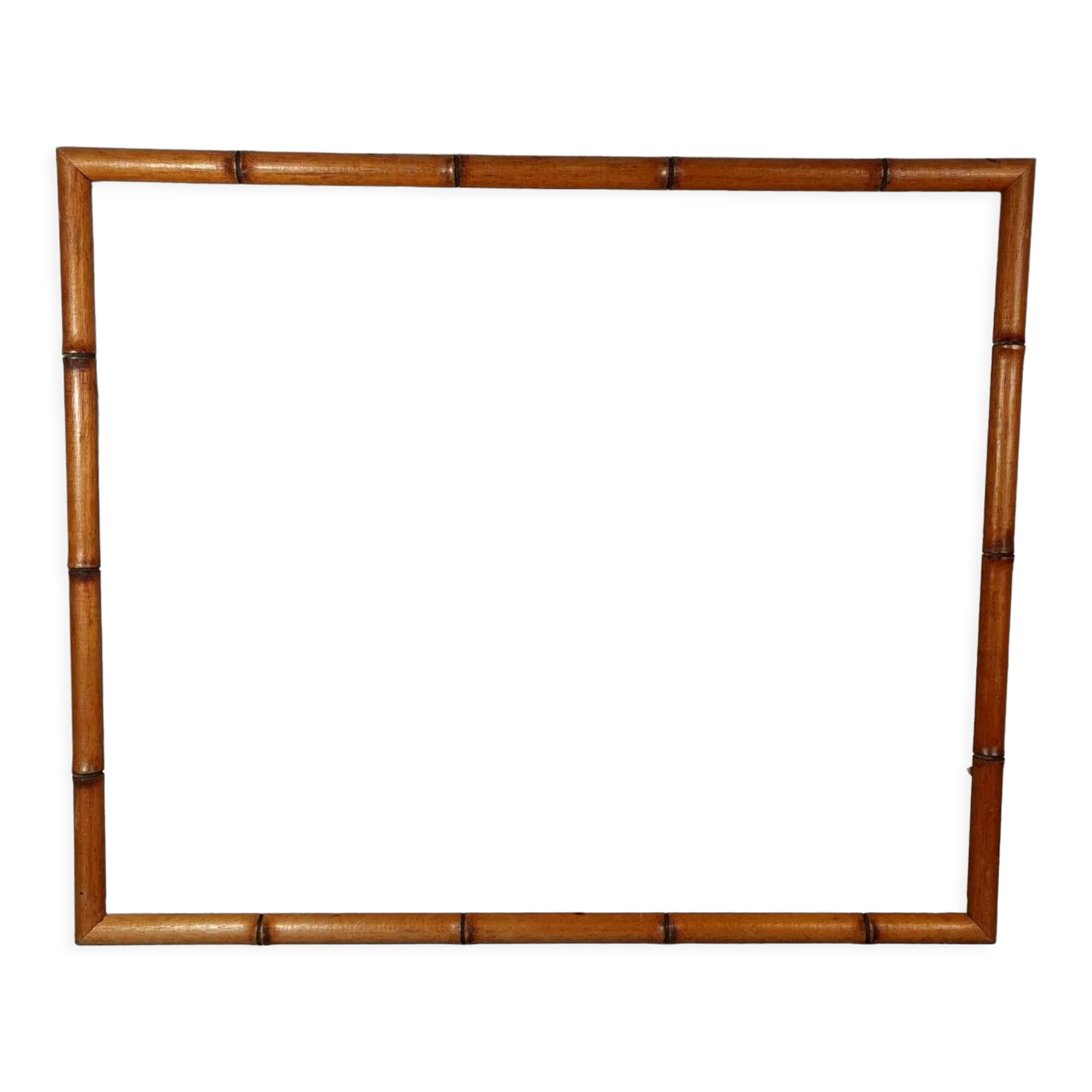 Old frame wood bamboo way 73,5x61,5 foliage 70x58 cm SB
