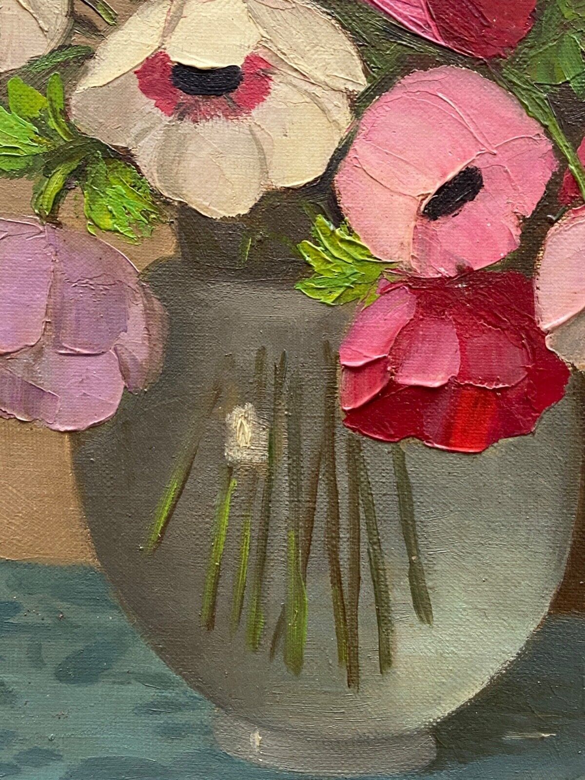 Oil on canvas still life by primo dolzan xxth bouquet of flowers