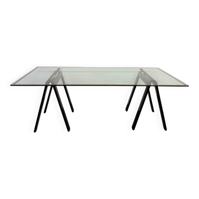 Table / Bureau verre  « Gaetano » design Gae Aulenti Zanotta année 70