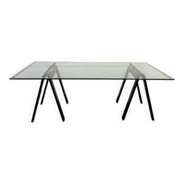 Table / Glass desk "Gaetano" design Gae Aulenti Zanotta 1970s