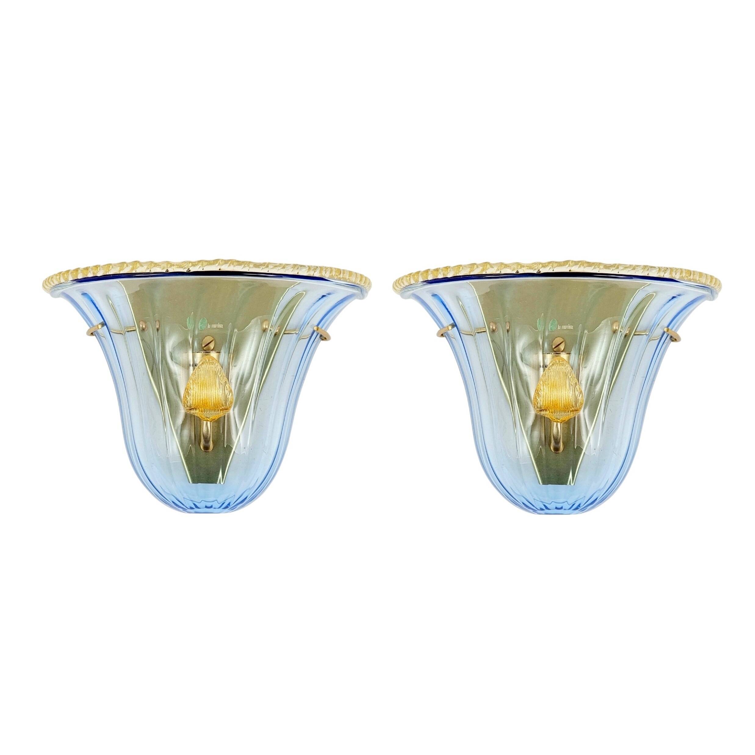 Pair of La Murrina Murano Art Glass Wall Lamps, Murano, Italy, 1980s/1990s