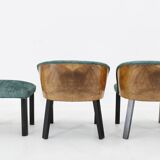 Paire de chaises avec tabouret des années 1940, Italie
