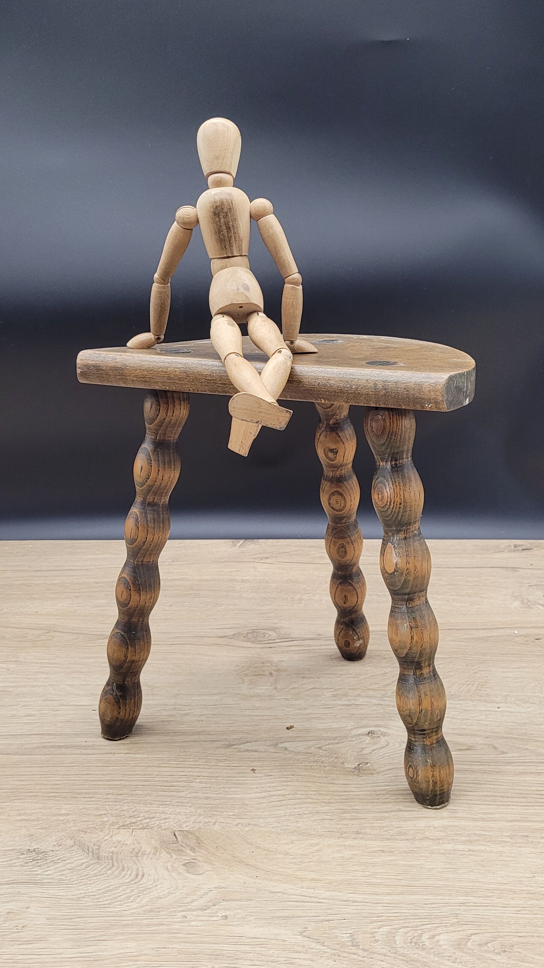 Stool tripod feet balls patina