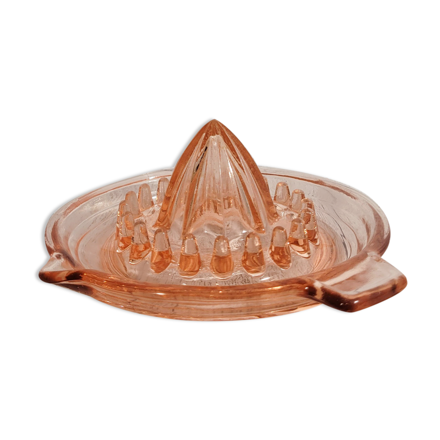 Citrus press molded glass vintage pink