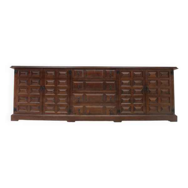 Buffet crédence brutaliste espagnol vintage des années 1970