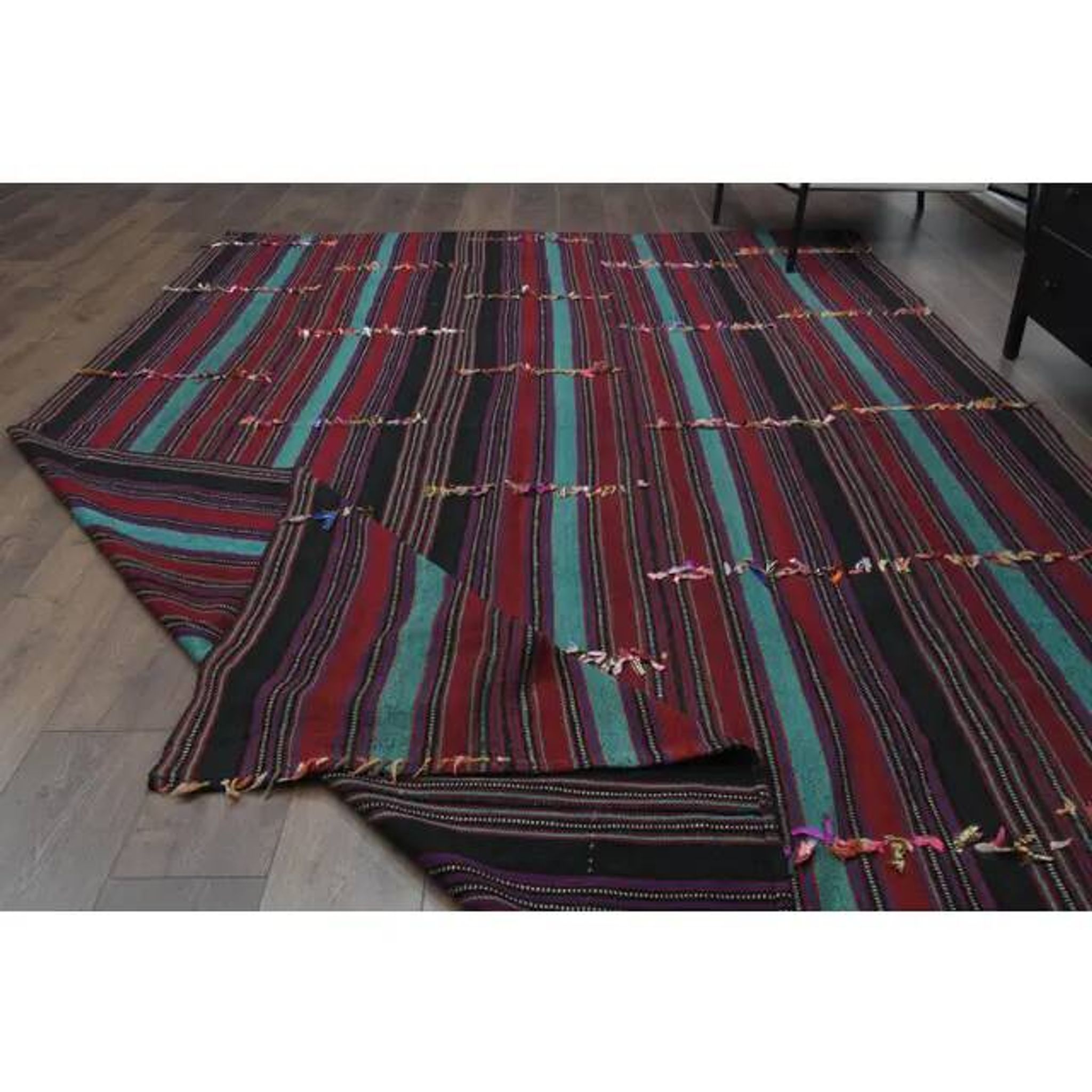 1970s Vintage Turkish Handmade Wool & Cotton Purple Area Rug 232x350