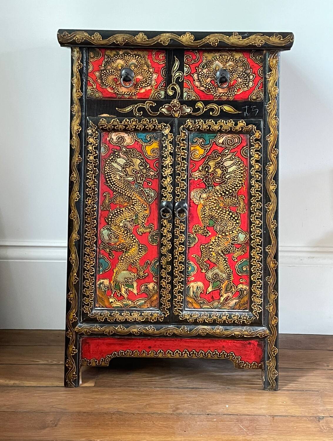 Small hand-painted Tibetan piece of furniture