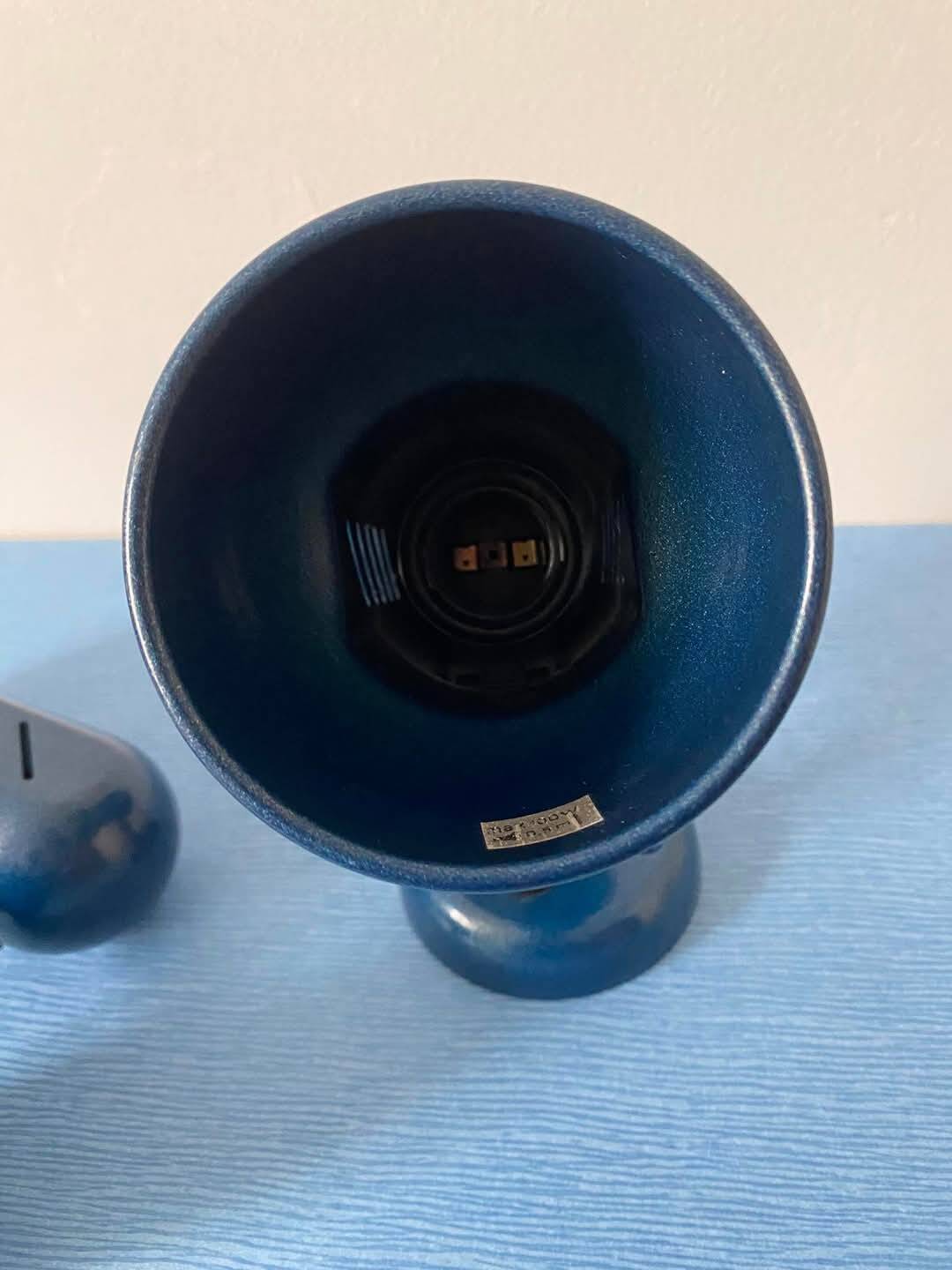 Metallic blue wall lights