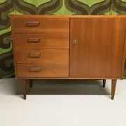 Small vintage sideboard from the 1960s with 4 drawers and a door.
