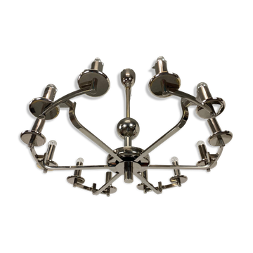 Large Bauhaus chandelier with two wall sconces.