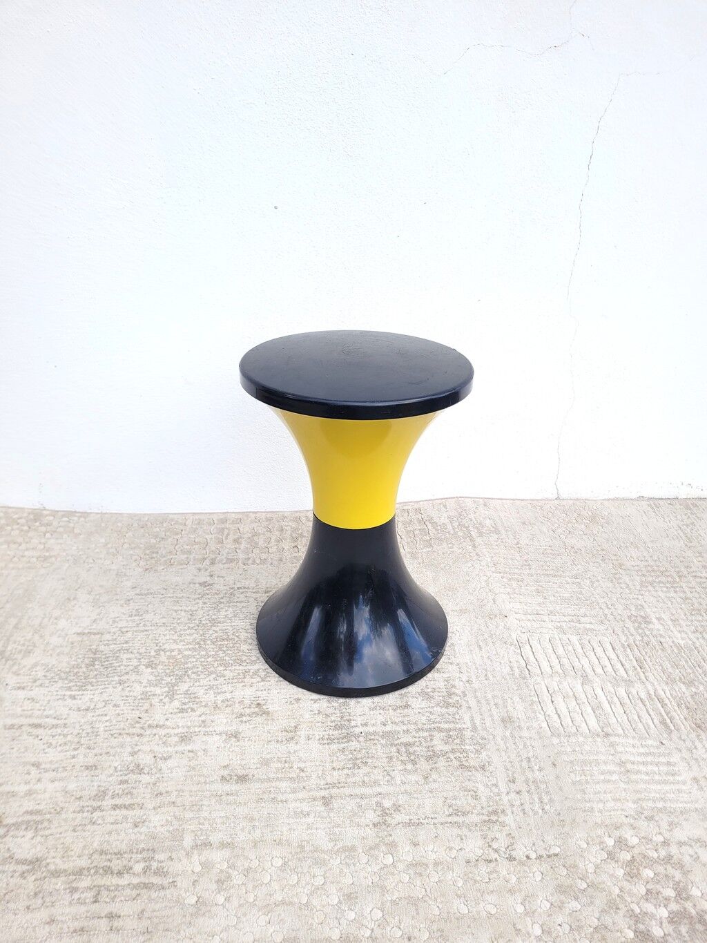 Yellow/black Tam Tam stool branded Massonnet Stamp n/j