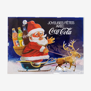 affiche coca cola originale de 1972 père noël vintage bonnes fêtes 120x80 cm