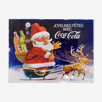 original coca cola poster from 1972 vintage Santa Claus good holidays 120x80 cm