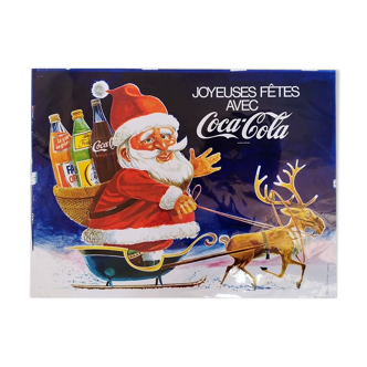 affiche coca cola originale de 1972 père noël vintage bonnes fêtes 120x80 cm