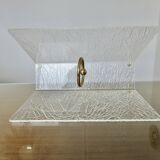 "Roche Bobois" magazine rack in lucite, plexiglass, altuglas and brass, 1970