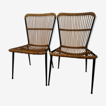 Pair of vintage rattan chairs 50/60