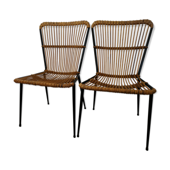 Pair of vintage rattan chairs 50/60
