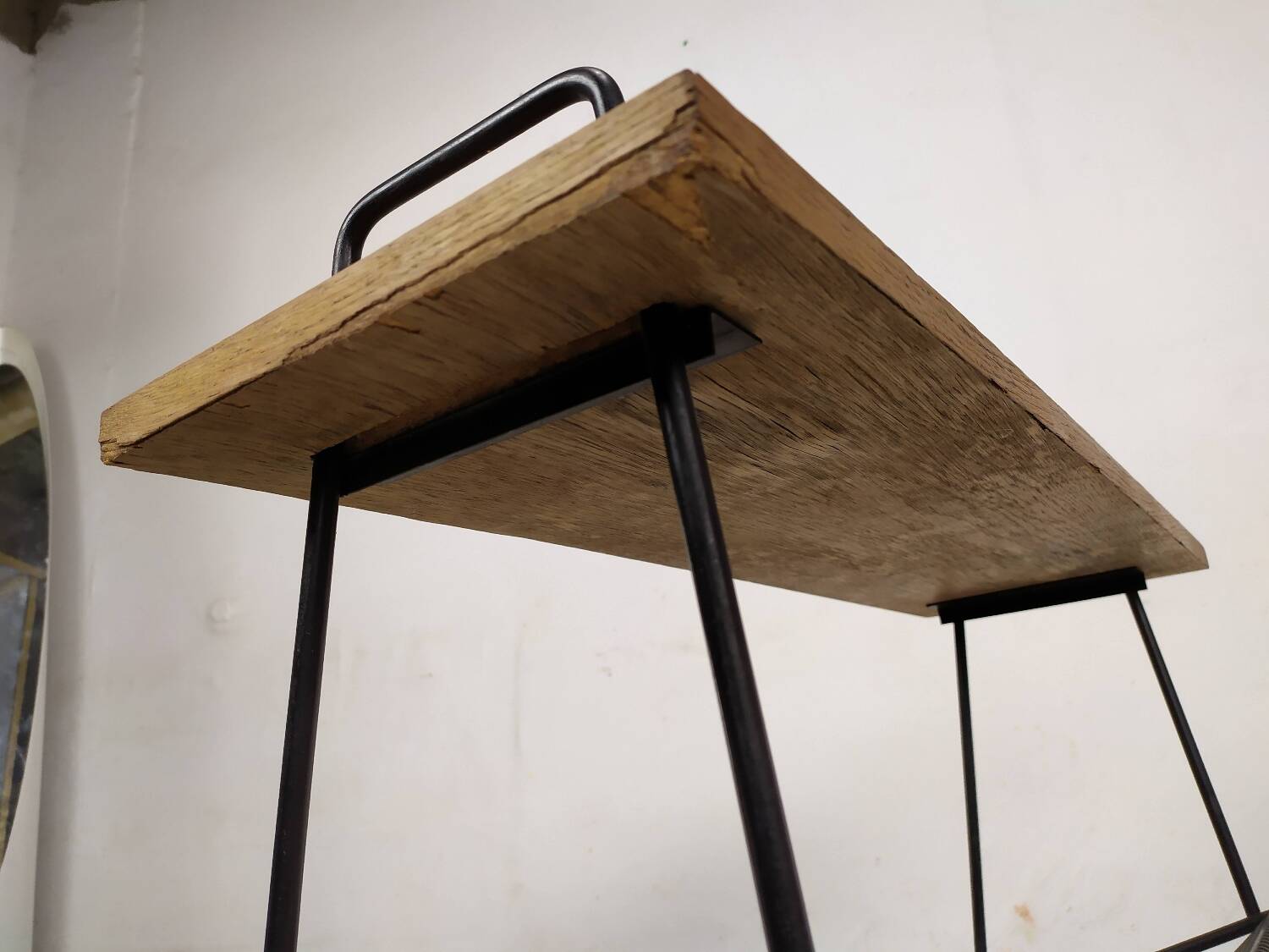 Vintage metal wood magazine rack