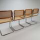 Set of 4 Tubular Frame and Cane Cantilever dining chairs, Italy, 1970s