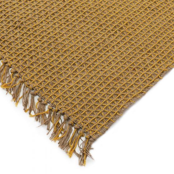 Carpet in jute and yellow cotton 190 x 290 cm