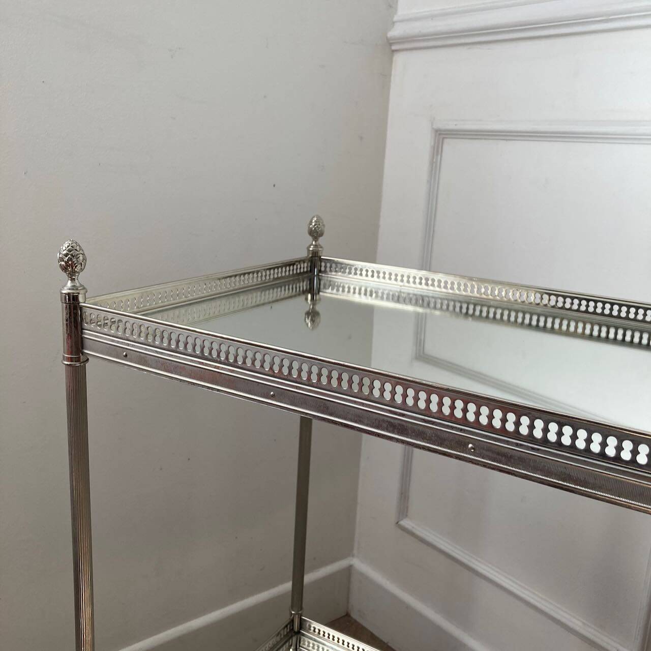 Chrome and mirror serving trolley