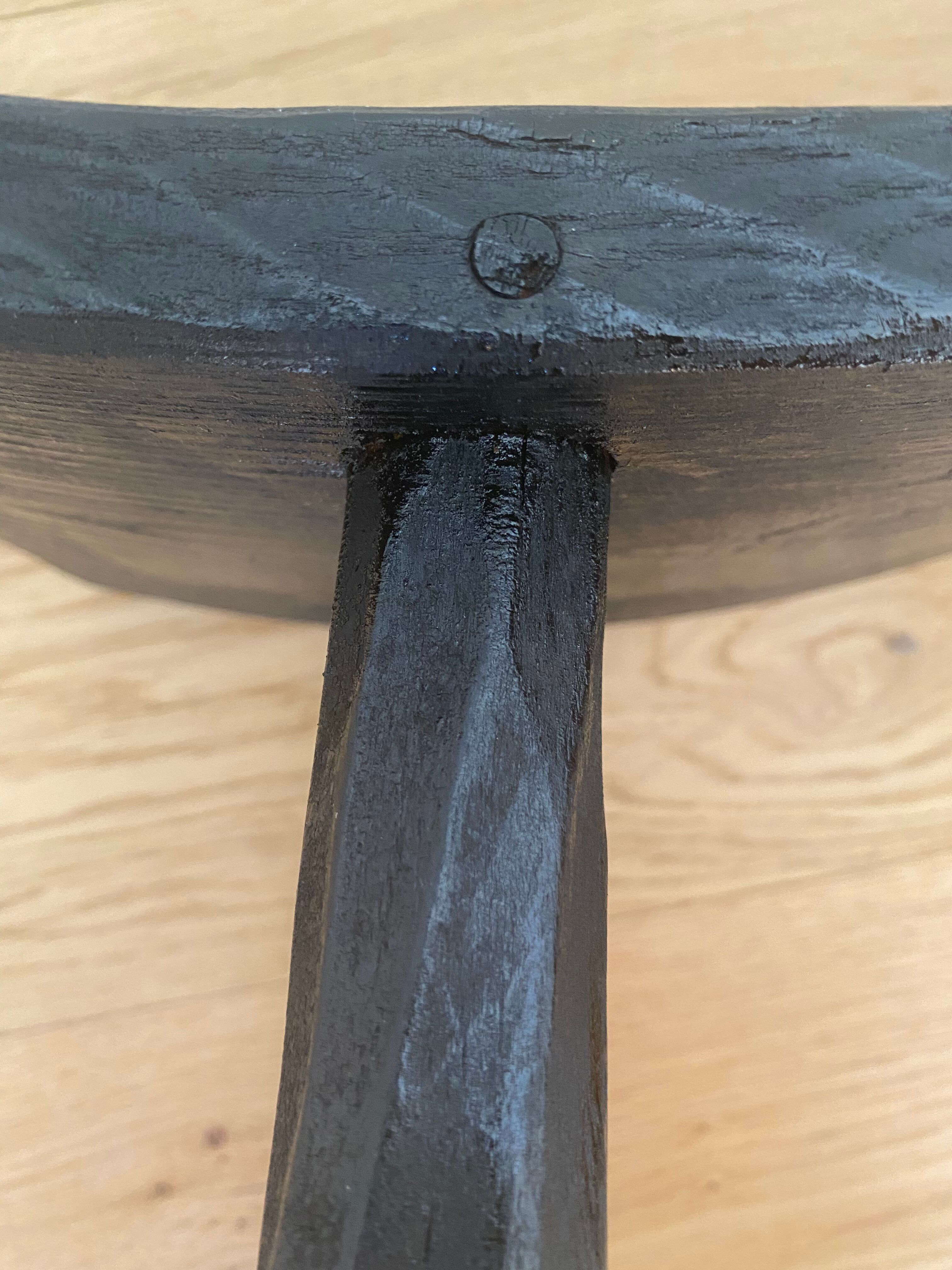 Japanese style stool burnt wood finish