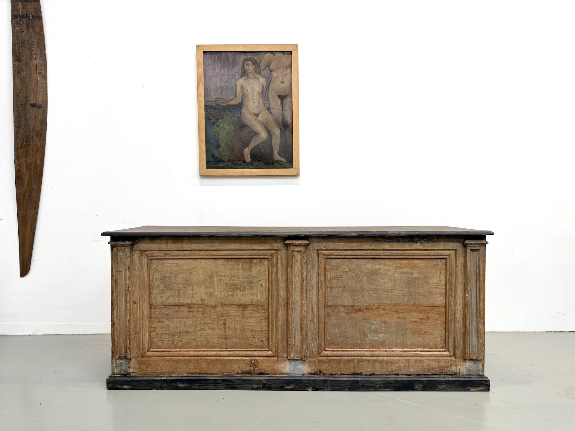 Large Antique Pine Trading Counter